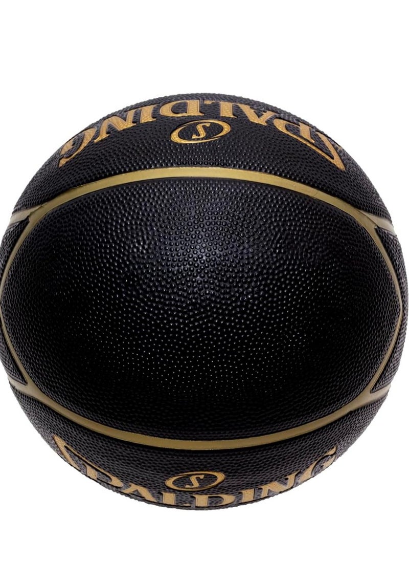 Highlight Black/Gold Rubber Basketball, Size 7 – Durable, Official Size 7