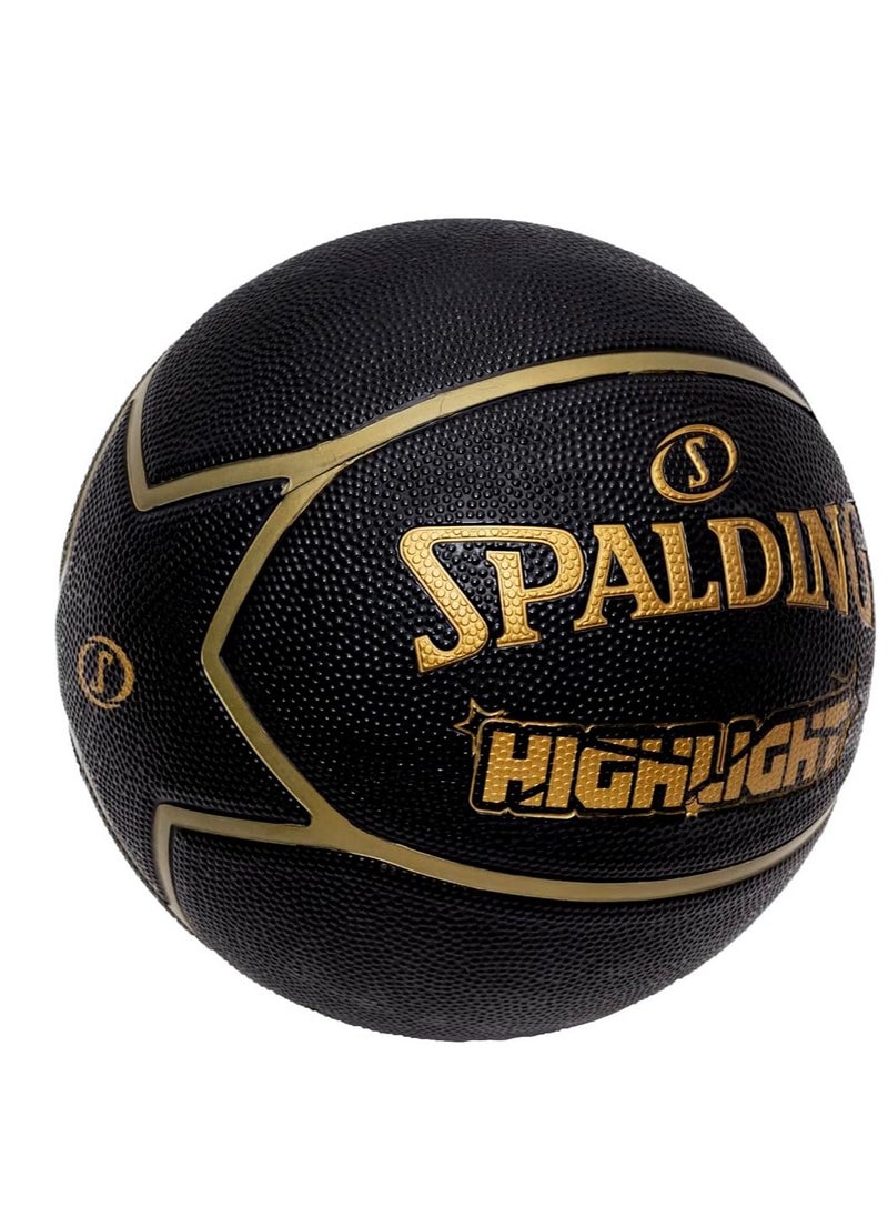 Highlight Black/Gold Rubber Basketball, Size 7 – Durable, Official Size 7