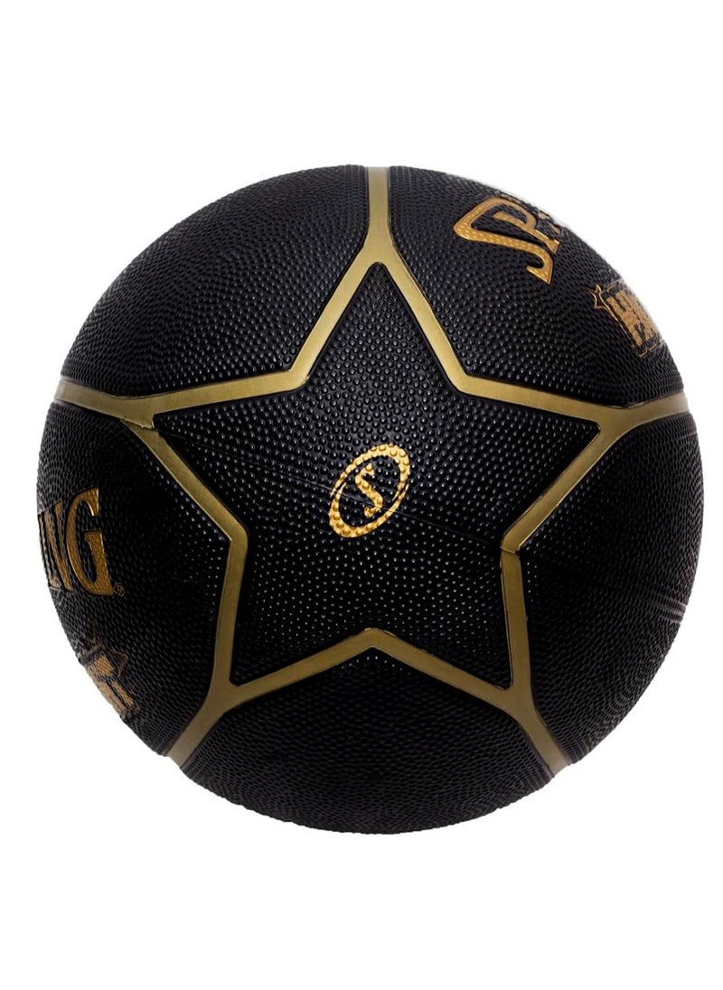 Highlight Black/Gold Rubber Basketball, Size 7 – Durable, Official Size 7