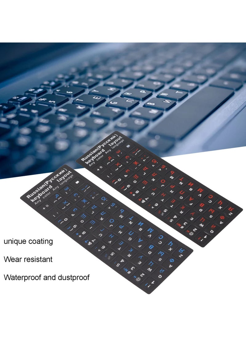 2Pcs Russian Keyboard Stickers, Russian English Keyboard Letters Replacement Sticker Cyrillic Keyboard Alphabet Stickers for Computer Laptop Notebook Desktop (1 Blue 1 Red)