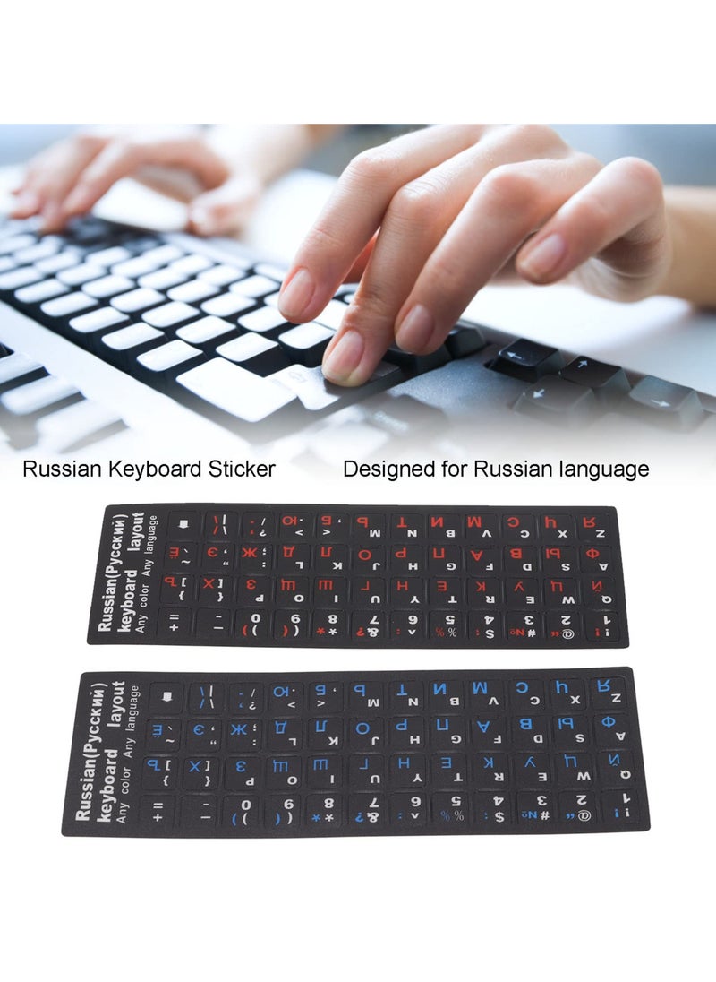 2Pcs Russian Keyboard Stickers, Russian English Keyboard Letters Replacement Sticker Cyrillic Keyboard Alphabet Stickers for Computer Laptop Notebook Desktop (1 Blue 1 Red)