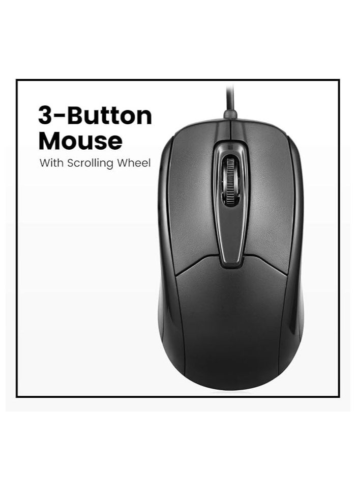 P Wired PS2 Mouse with Scroll Wheel and Optical Resolution with 1000 DPI for Computer, 1.8 m Cable, Black