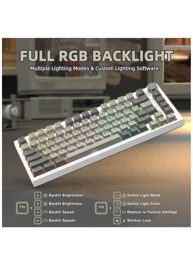 ATTACK SHARK K85 Rapid Trigger 75% Wired Mechanical Gaming Keyboard Gasket with Hot Swapped Adjustable Actuation Magnetic Switch Programmable Knob TKL RGB Backlit PBT Keycaps for Win Mac Gamer(Gray)