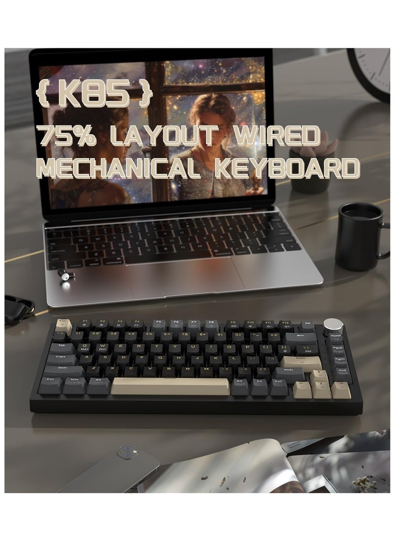 ATTACK SHARK K85 Rapid Trigger Mechanical Keyboard, Magnetic Switch, LIGHTSYNC RGB Backlit, Cloud Driver, Wired Hot-swap TKL Gaming Keyboard with Knob Control for Win/Mac - StarBlack