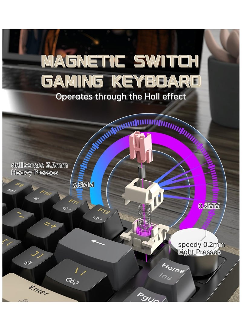 ATTACK SHARK K85 Rapid Trigger Mechanical Keyboard, Magnetic Switch, LIGHTSYNC RGB Backlit, Cloud Driver, Wired Hot-swap TKL Gaming Keyboard with Knob Control for Win/Mac - StarBlack