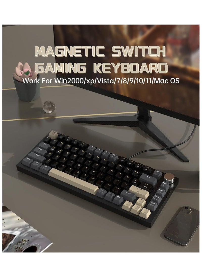 ATTACK SHARK K85 Rapid Trigger Mechanical Keyboard, Magnetic Switch, LIGHTSYNC RGB Backlit, Cloud Driver, Wired Hot-swap TKL Gaming Keyboard with Knob Control for Win/Mac - StarBlack