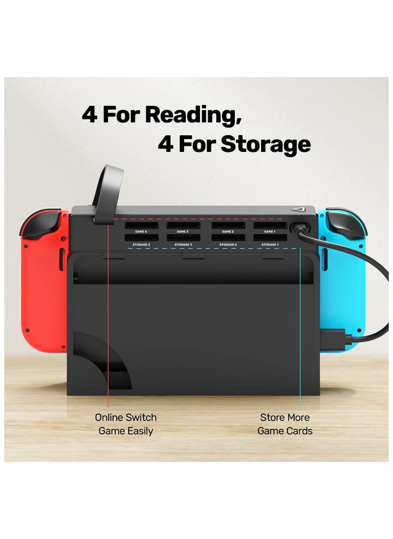 8-in-1 Game Card Reader for Nintendo Switch/Switch OLED Console and Dock, multiple Switch Games Reader, Card Storage Holder Accessories (4 Slots for Switching Games + 4 Slots for Storage)