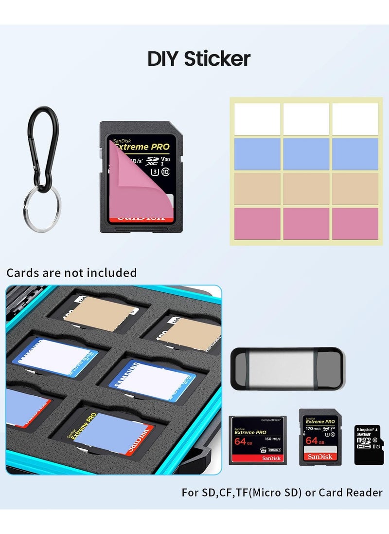 24 Slots SD Card Case Holder, Memory Card Case Water-Resistant Anti-Shock Memory Card Case for SD/Micro SD SDXC SDHC TF Card Carrying Storage Organizer Protector Cover with Labels&Carabiner