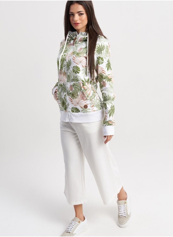 Floral Zip-Up Hoodie