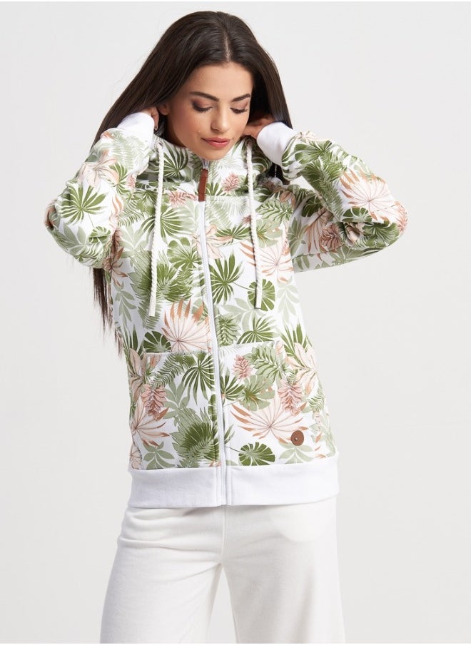 Floral Zip-Up Hoodie