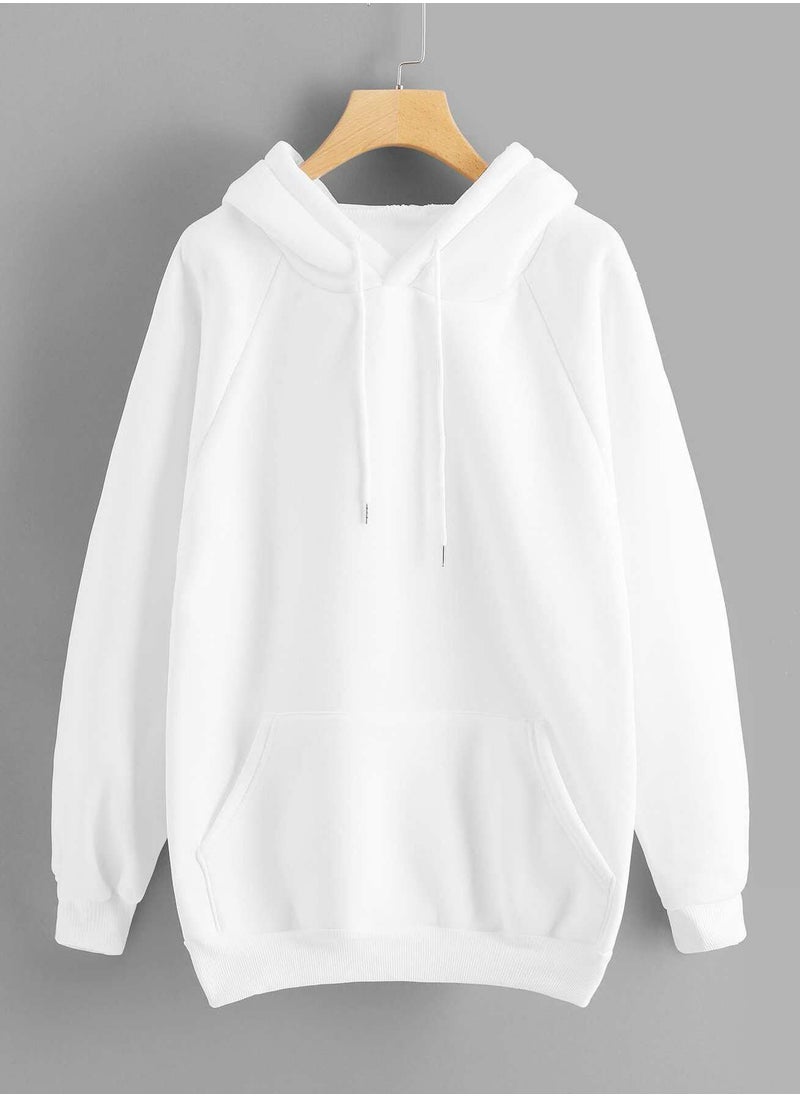 Drawstring Raglan Sleeve Hoodie