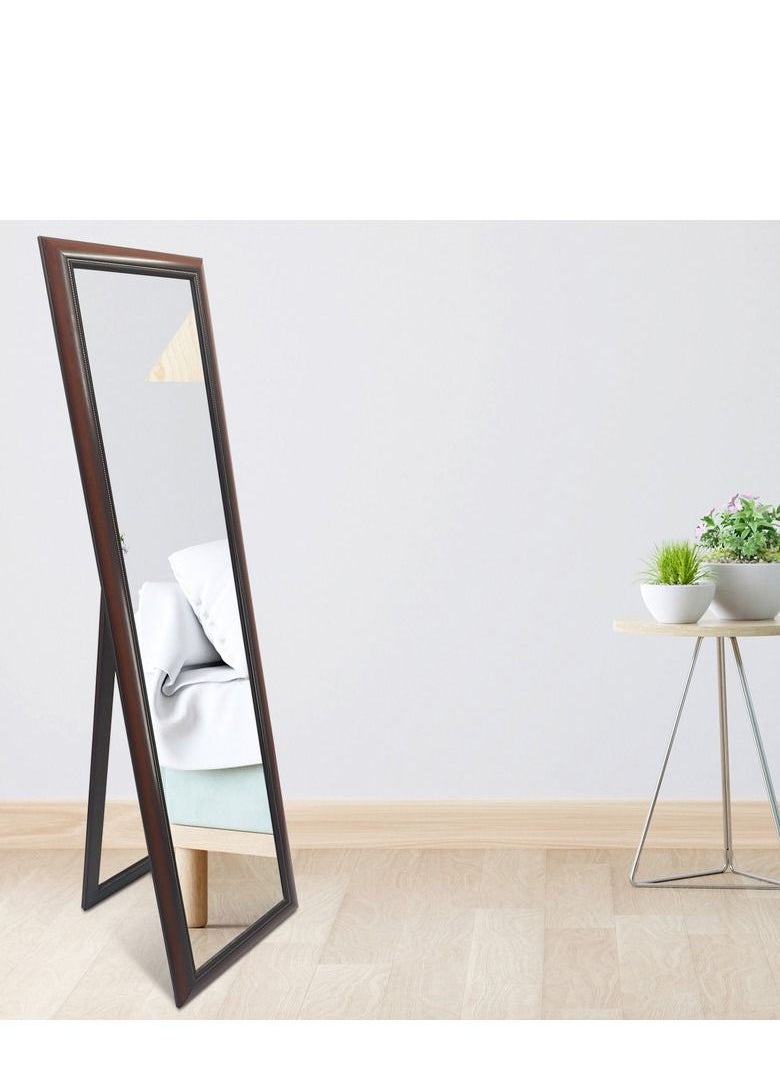 DECORHILLS 50*150cm Outer Size Full Length Stand Mirror Large Rectangle for Bedroom and Floor PVC Thin Frame (MEHROON 40*140cm Inner Size)