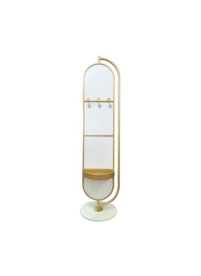 Gold Iron Frame Full Length Mirror With Holder And Hangers In The Back, Size 181X14X51 Cm