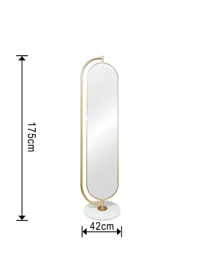 Gold Iron Frame Full Length Mirror With Holder And Hangers In The Back, Size 181X14X51 Cm