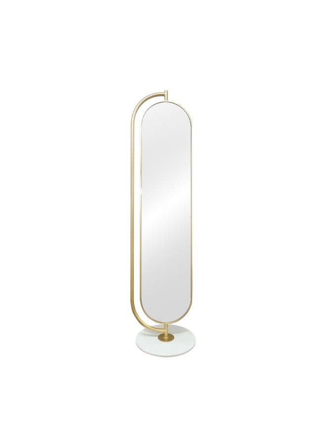 Gold Iron Frame Full Length Mirror With Holder And Hangers In The Back, Size 181X14X51 Cm