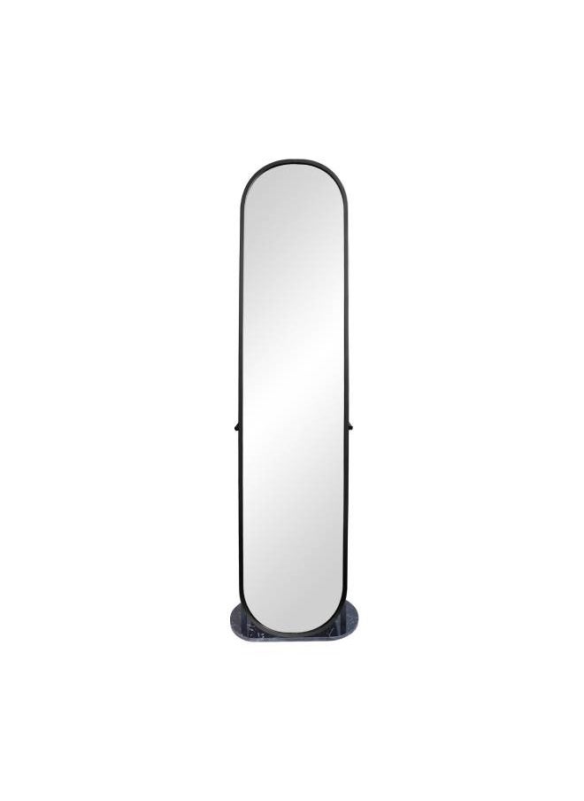 Black Iron Frame Full Length Mirror With Imitation Marble Stand, Size 178X17X46.5Cm