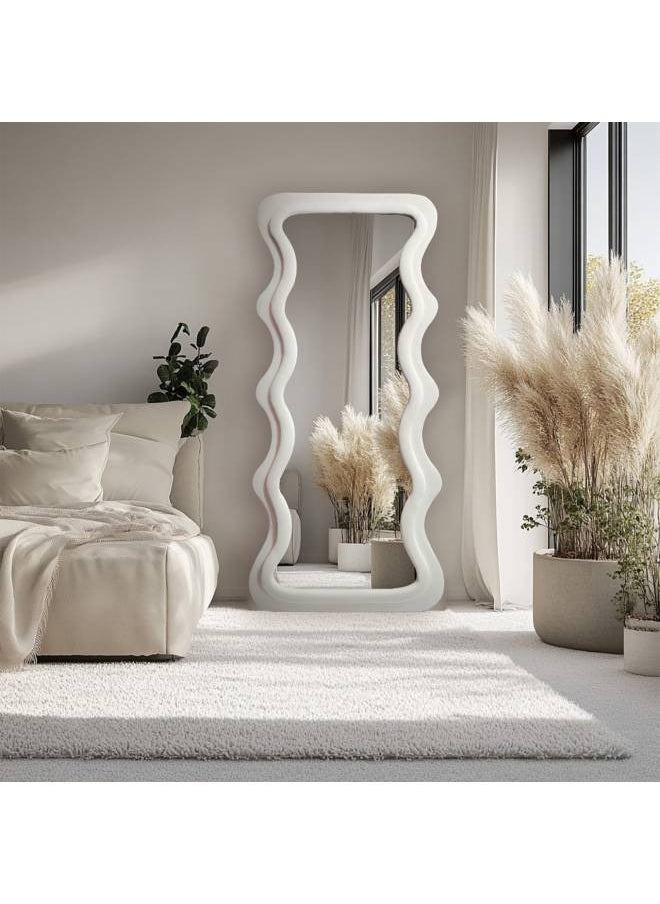 Cream Wavy Shaped Full Length Mirror, Size 178X12X78 Cm