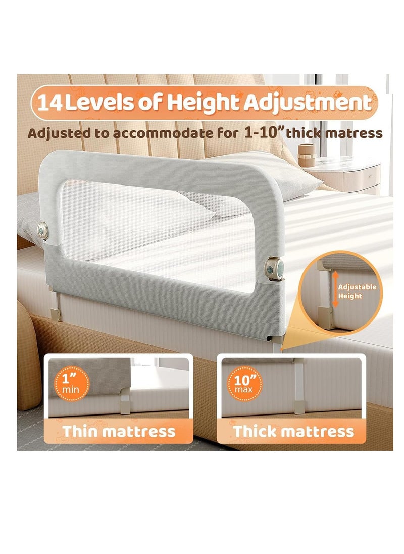 Foldable Crib Bed Rail Guard Upgraded Child Guardrail,Adjustable Heights & Foldable Portable Bedrail Extra Tall Child Safety Side Railing Guards for Kids (150cm)