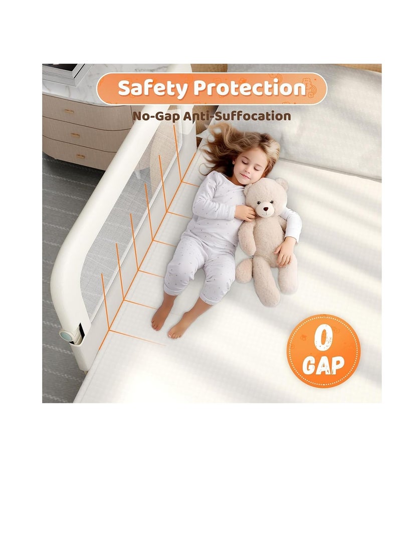 Foldable Crib Bed Rail Guard Upgraded Child Guardrail,Adjustable Heights & Foldable Portable Bedrail Extra Tall Child Safety Side Railing Guards for Kids (150cm)