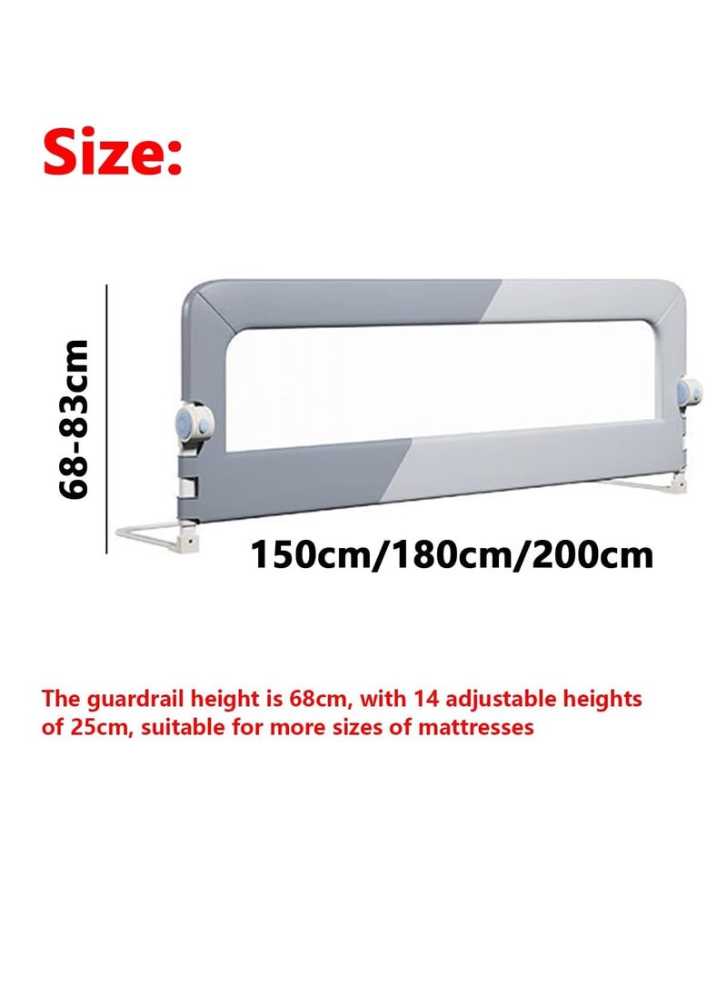 Foldable Crib Bed Rail Guard Upgraded Child Guardrail,Adjustable Heights & Foldable Portable Bedrail Extra Tall Child Safety Side Railing Guards for Kids (200cm)