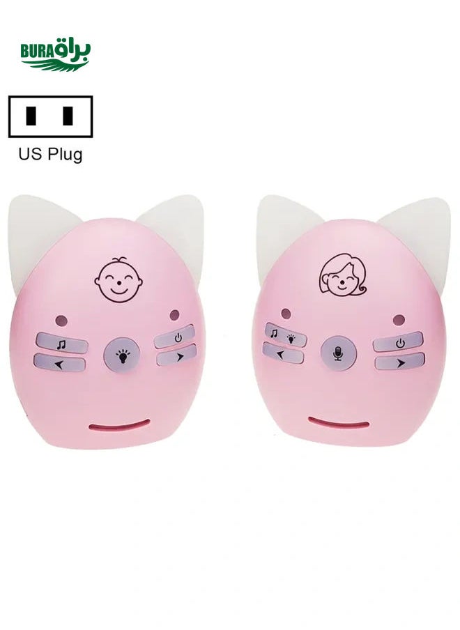 V30 Wireless Audio Baby Monitor Support Voice Monitoring + Intercom + Night Light without Battery, Plug Type:US Plug(Pink)