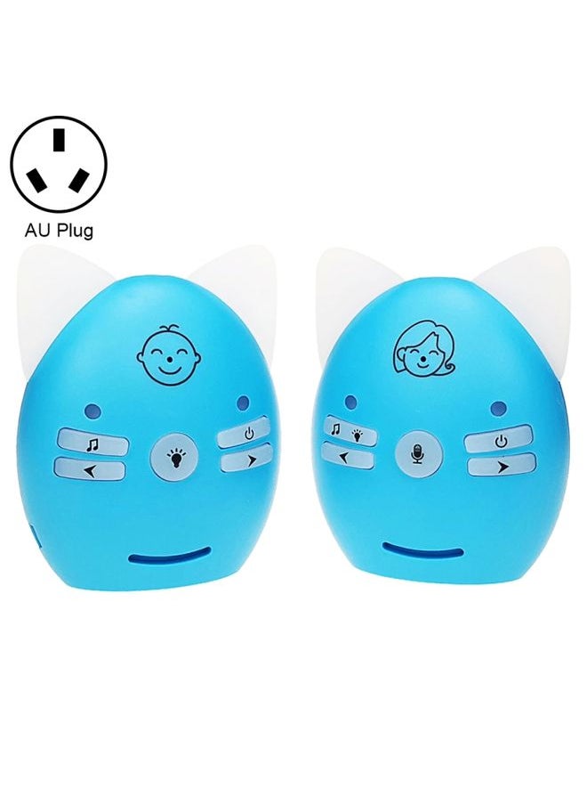 V30 Wireless Audio Baby Monitor Support Voice Monitoring + Intercom + Night Light without Battery, Plug Type:AU Plug(Blue)