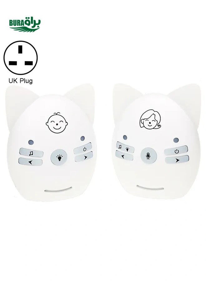 V30 Wireless Audio Baby Monitor Support Voice Monitoring + Intercom + Night Light without Battery, Plug Type:UK Plug(White)