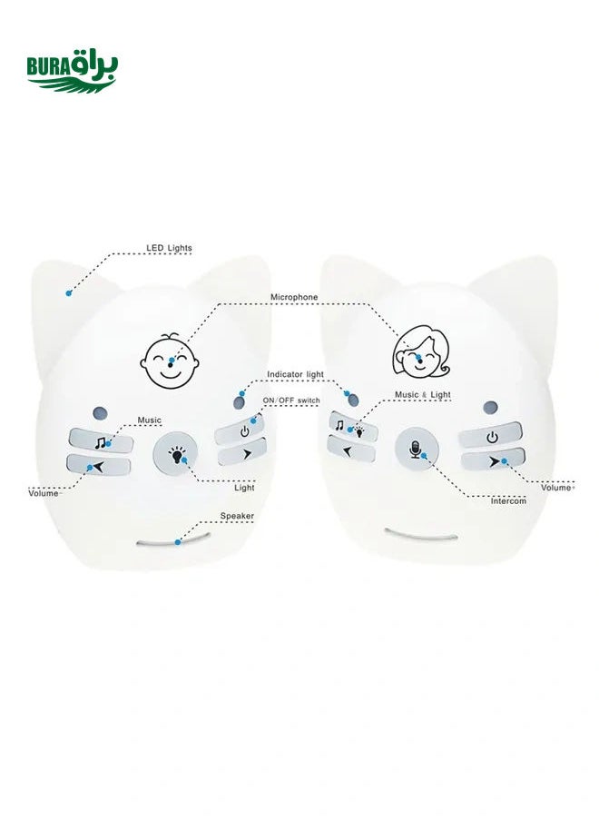 V30 Wireless Audio Baby Monitor Support Voice Monitoring + Intercom + Night Light without Battery, Plug Type:UK Plug(White)