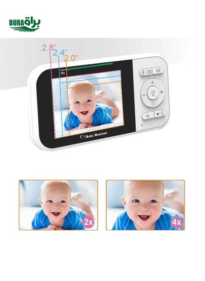 Temperature Detection 2 Way Voice Baby Security Video Camera 2.8-inch LCD Baby Monitor(UK Plug)