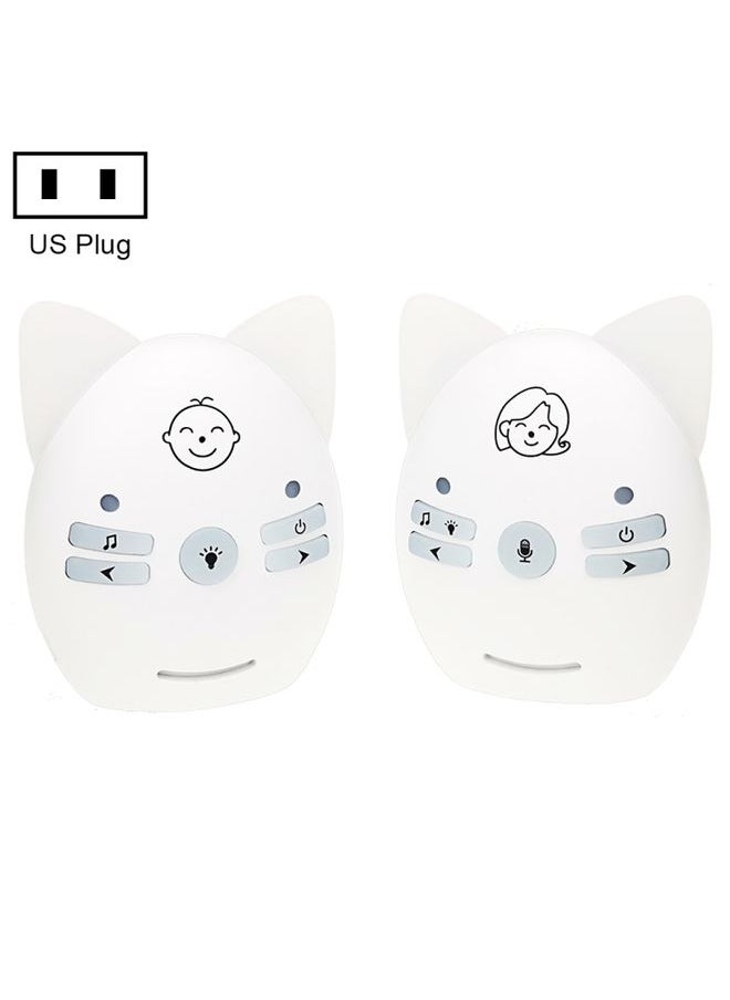 V30 Wireless Audio Baby Monitor Support Voice Monitoring + Intercom + Night Light without Battery, Plug Type:US Plug(White)