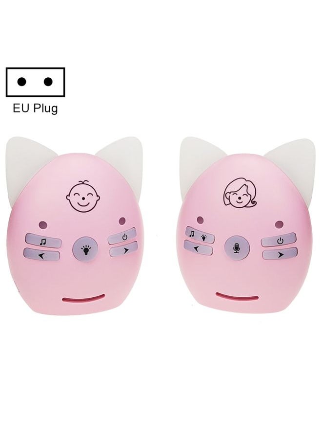 V30 Wireless Audio Baby Monitor Support Voice Monitoring + Intercom + Night Light without Battery, Plug Type:EU Plug(Pink)