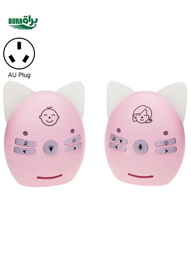 V30 Wireless Audio Baby Monitor Support Voice Monitoring + Intercom + Night Light without Battery, Plug Type:AU Plug(Pink)