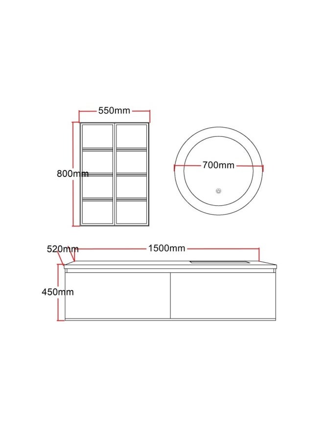 Milano Cita Vanity Model No.Hs16436 1500*520*400Mm (3Ctns/Set) - Made In China