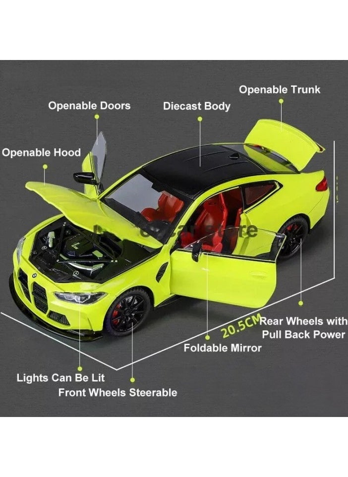 1:24 M4 Coupe Alloy Sports Car Model Diecast Metal Toy Racing Car Vehicles Model Simulation Sound Light Collection kids Gift