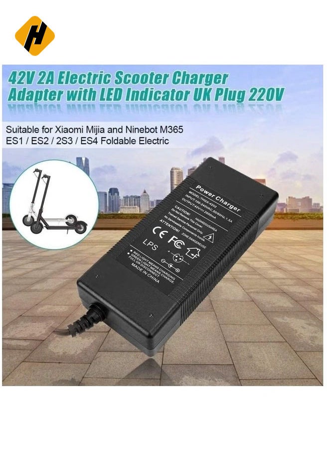 Electric Scooter Charger, 42V 2A Power Adapter Charger, with LED Charging Indicator for Xi-ao-mi Mi-jia Nine-bot M365 ES1 / ES2 / 2S3 / ES4