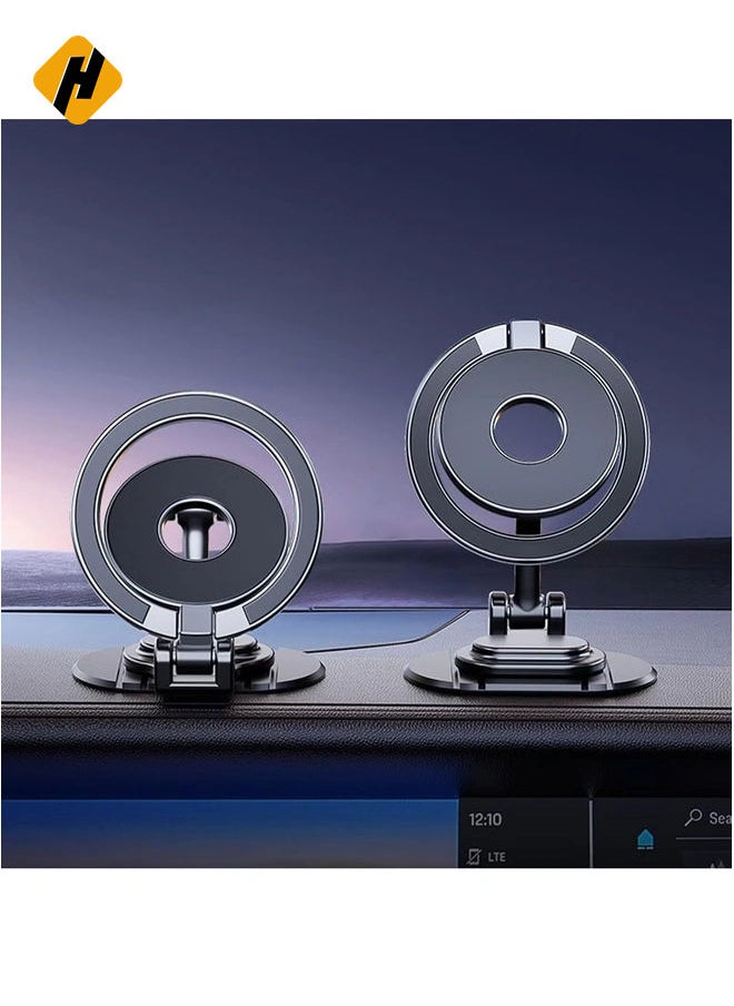 Magnetic Phone Car Mount - 360-Degree Rotating and Folding Stand for iPhone 15, 14, 13 Pro Max Plus with MagSafe Compatibility