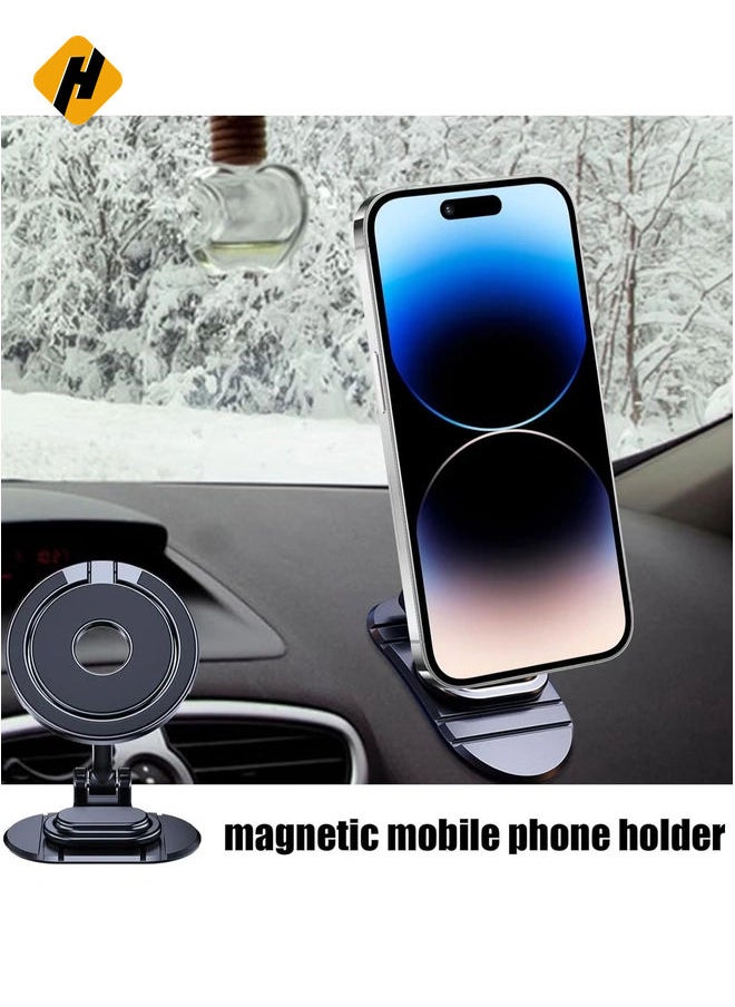 Magnetic Phone Car Mount - 360-Degree Rotating and Folding Stand for iPhone 15, 14, 13 Pro Max Plus with MagSafe Compatibility