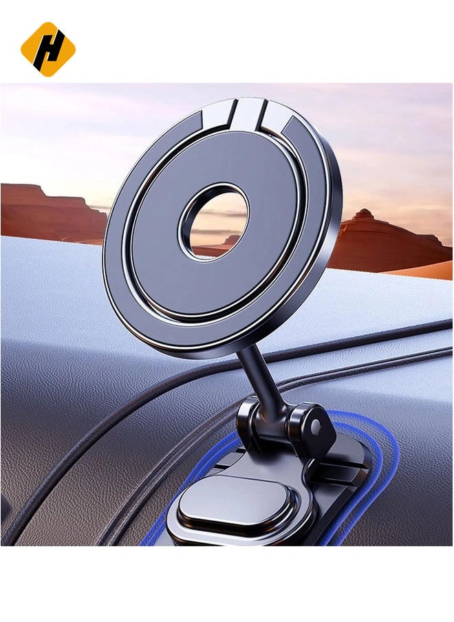 Magnetic Phone Car Mount - 360-Degree Rotating and Folding Stand for iPhone 15, 14, 13 Pro Max Plus with MagSafe Compatibility