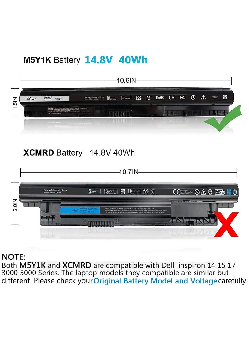 14.8V 40Wh M5Y1K Laptop Battery for Dell Inspiron 15 5000 3000 Series 5559 5566 5558 5555 17 5758 5759 5755 5551 3551 3552 3558 14 3451 3452 5458 P51F P47F P63F P64G GXVJ3 453-BBBP HD4J0 WKRJ2