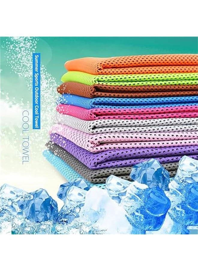 10 Pack Microfiber Cooling Towels for Neck Sports Gym Workout Cooling Towel, Fast Drying Super Absorbent Compact Lightweight for Climbing Camping Travel Beach Swimming Backpacking