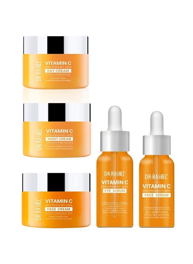 DR. RASHEL Set Of 5 Vitamin C Face Serum, Eye Serum, Day Cream, Night Cream And Face Cream