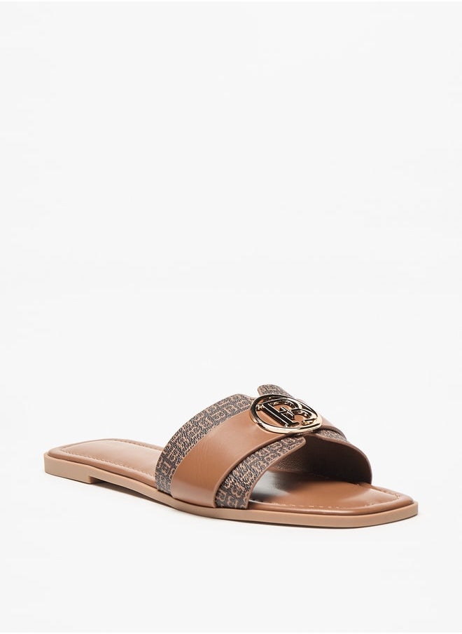 Logo Accent Slip-On Flat Sandals