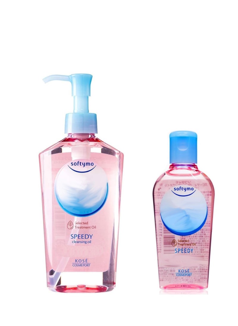 Kose Softymo Speedy Cleansing Oil 7.77floz(230ml) Pump And Travel-size 2.02floz(60ml) For Travel