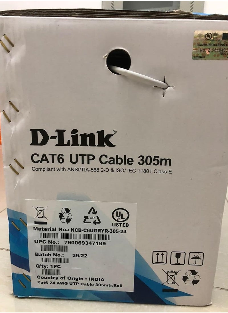 D-Link CAT-6 UTP Cable Roll 305 meter - Networking Cable, black