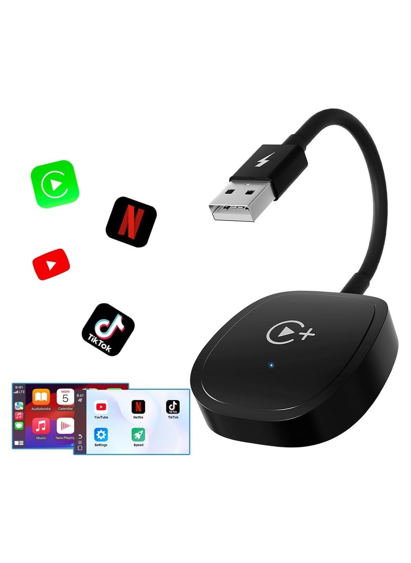 Wireless CarPlay Adapter, Magic Box CarPlay Wireless Adapter Supports Netflix, YouTube, and Tiktok Stream Media Play, for OEM Wired CarPlay to Wireless Dongle, Fits for Cars from 2016 & iOS 10+ Phone