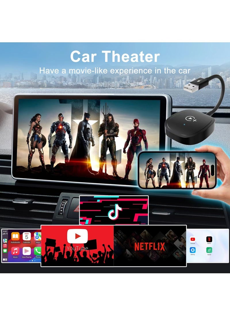 Wireless CarPlay Adapter, Magic Box CarPlay Wireless Adapter Supports Netflix, YouTube, and Tiktok Stream Media Play, for OEM Wired CarPlay to Wireless Dongle, Fits for Cars from 2016 & iOS 10+ Phone