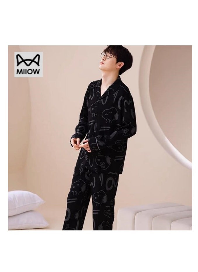 Cotton Men's Long Sleeved And Long Pants Home Suit Set