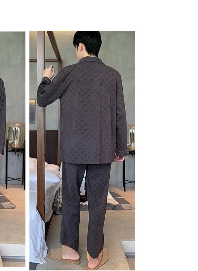 Cotton Pajamas Men's Oversized Loose Long Sleeved High-End Home Suit Set