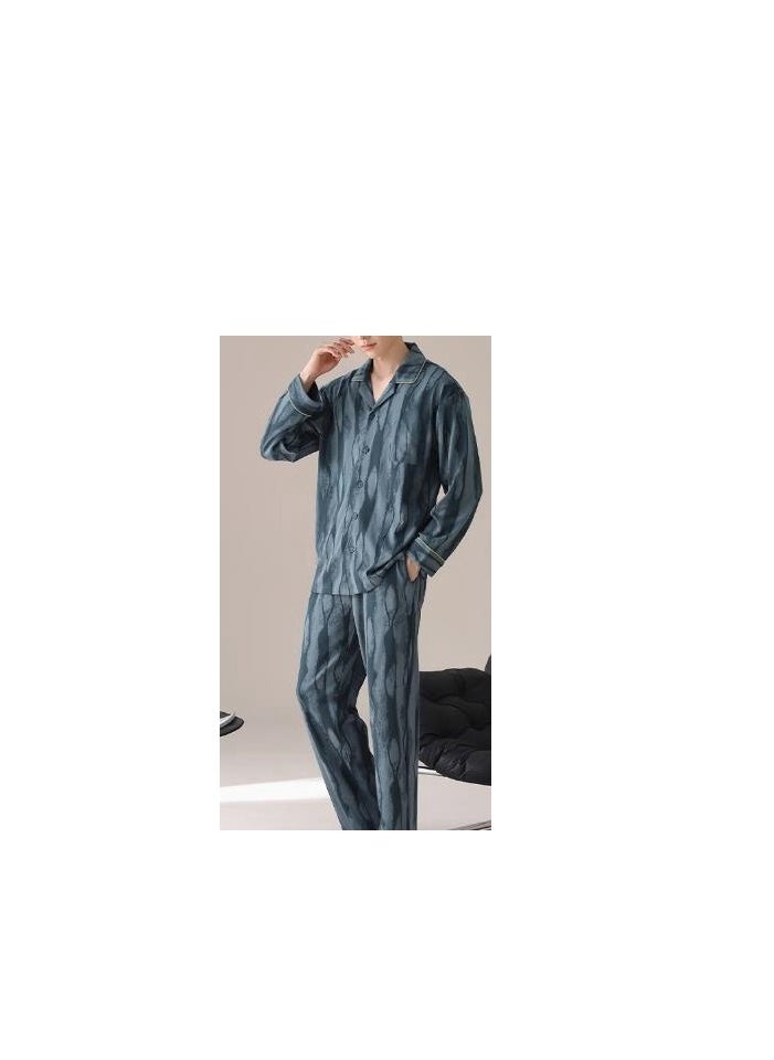 Cotton Pajamas Men's Oversized Loose Long Sleeved High-End Home Suit Set