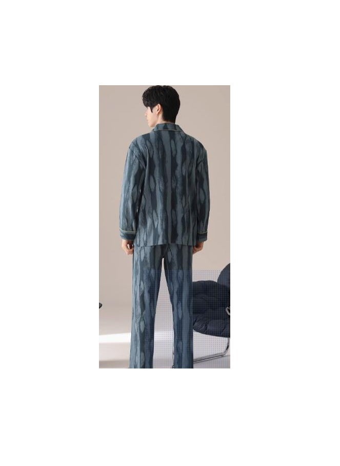 Cotton Pajamas Men's Oversized Loose Long Sleeved High-End Home Suit Set